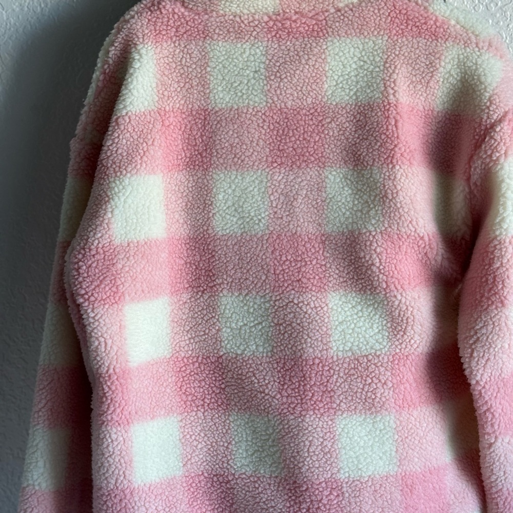 Cozy Pink and Cream Plaid Teddy Jacket - Picture 6 of 6